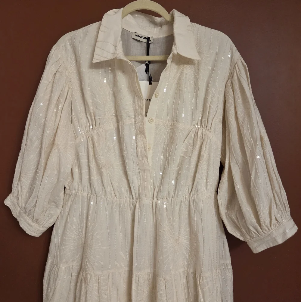 Final Price Nocturne Chic Cream Long Sleeve Dress - Picture 7 of 11